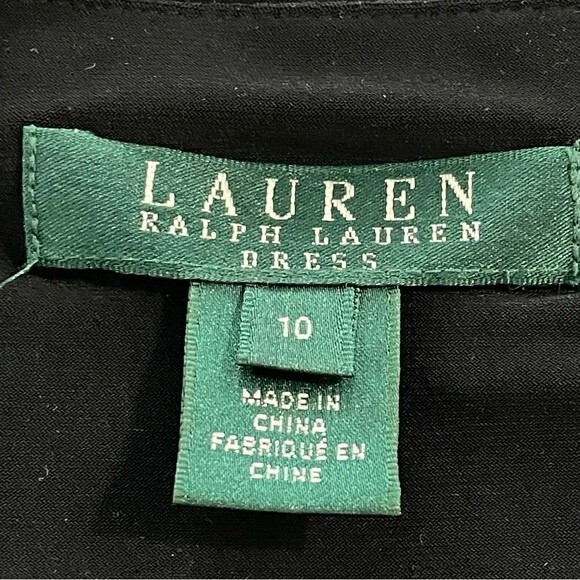 Lauren Ralph Lauren Black and Ivory Side Ruched Sheath Dress Size 10 - Picture 4 of 8